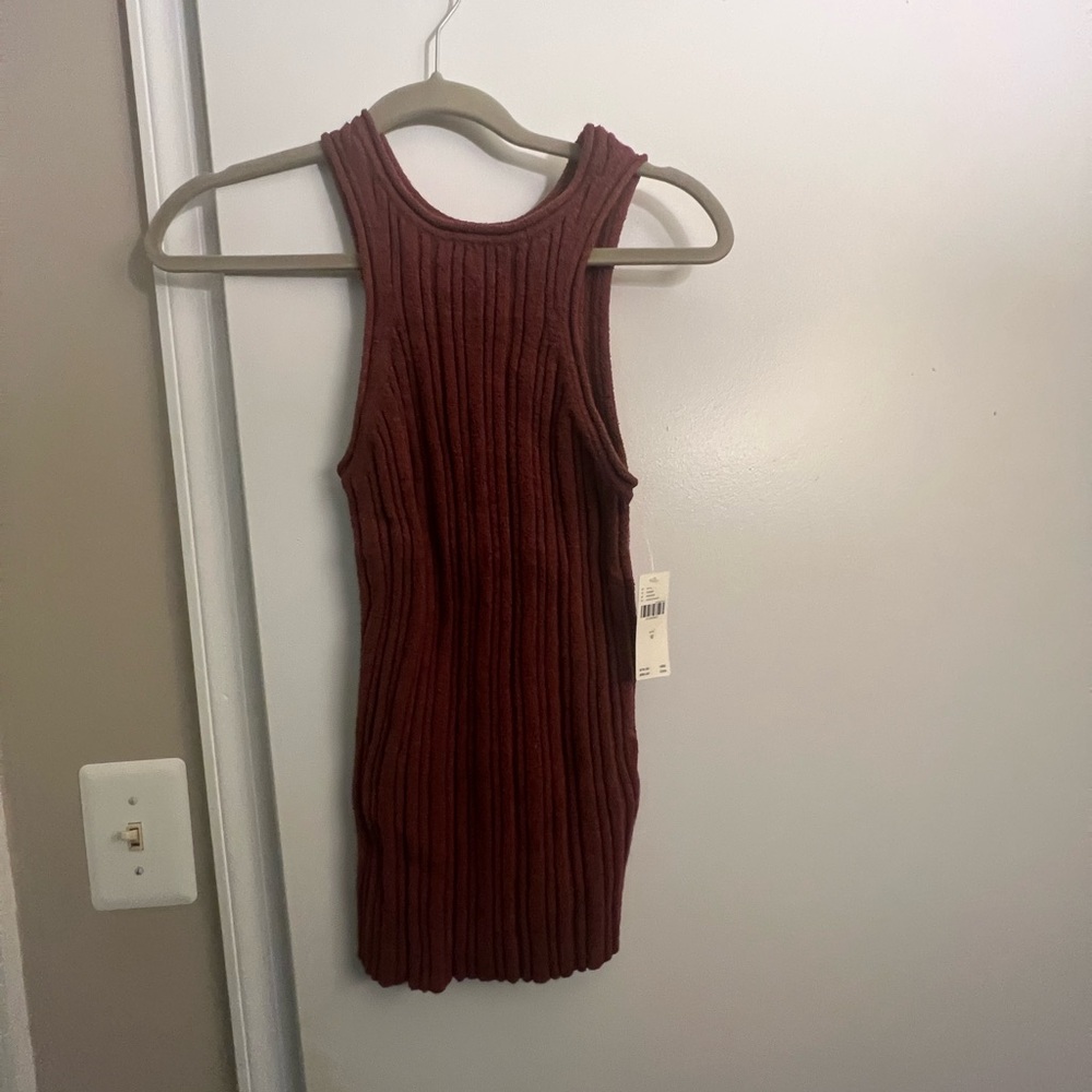 NWT ANTHROPOLOGIE Ribbed Sleeveless Tank in Brown